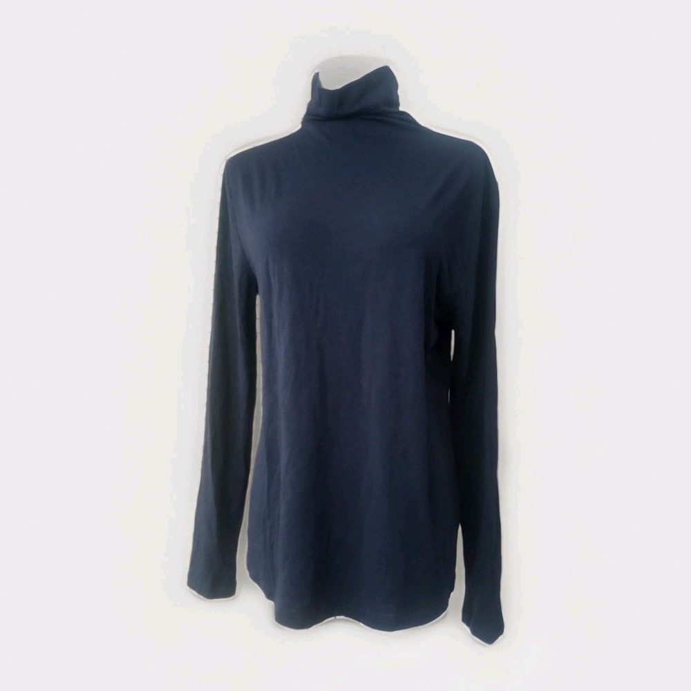 Banana Republic Wool‎ Blend Blue Base Layer Turtleneck Old Money Nwt Sz L Petite